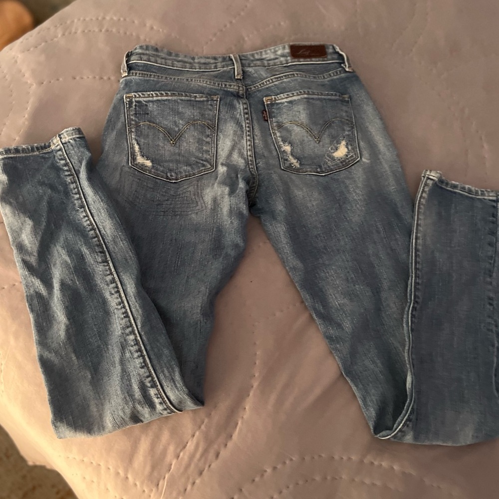 Levi’s Denim Patchwork Jean’s Distressed Euc Size… - image 4